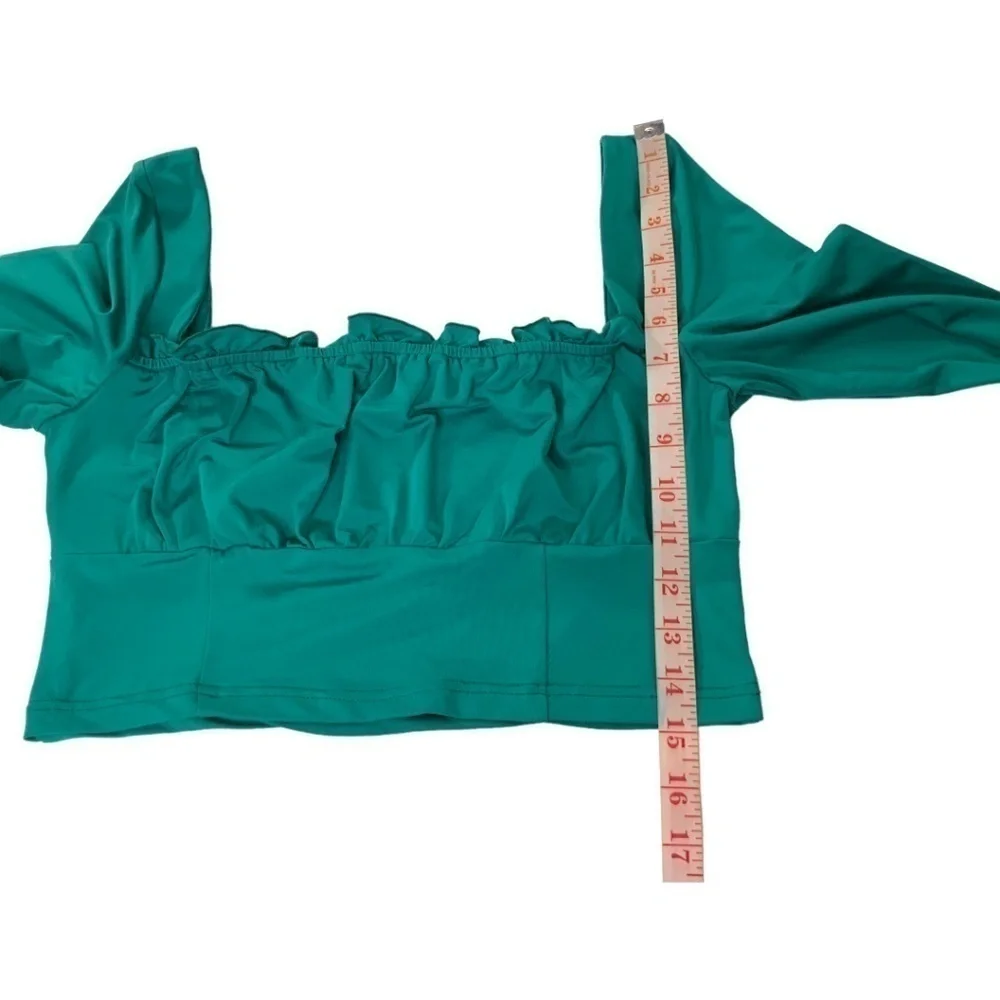 Cider Teal Long Sleeve Crop Top​​​ - Picture 5 of 5